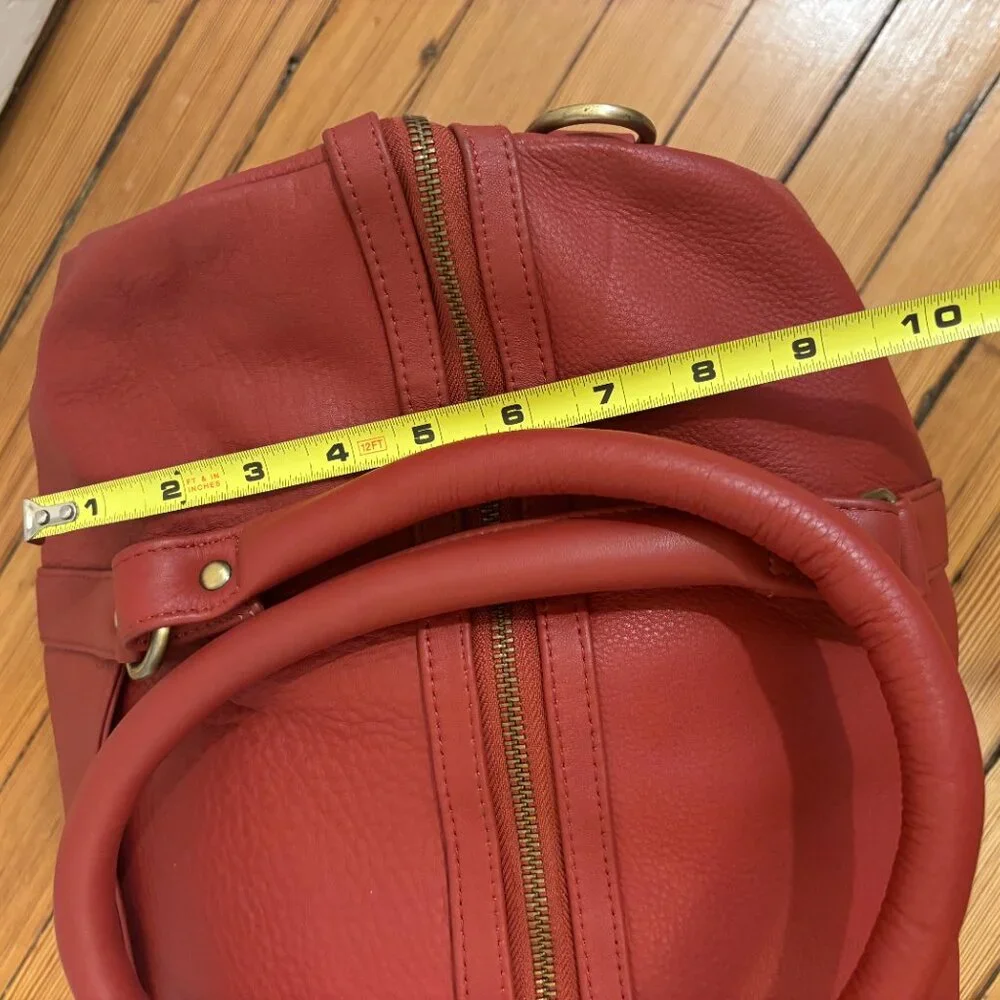 Leather Traveler Bags Hand Dyed Dark Red Carry On Travel Medium & Small size - Picture 11 of 15